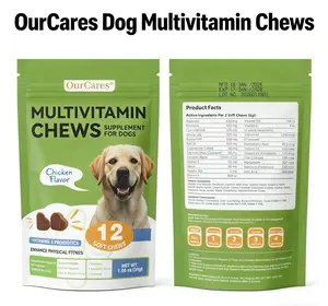 OURCARES Daily Dog Health Supplements - Nutrient-Rich, Palatable Soft Chews with Natural Probiotics & Multivitamins (Bag)