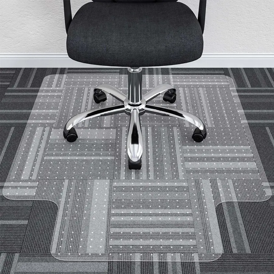 PVC Office Chair Mat (36" x 48") - Transparent Heavy-Duty Carpet Protector, Extended Lip, Anti-Skid, Easy Wipe-Clean, Non-Slip