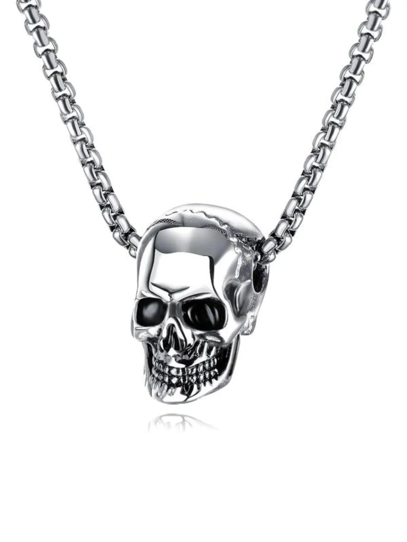 Punk Style Skull Pendant Necklace, Cuban Link Chain, Chunky Chain, Personalized Stainless Steel Jewelry for Party, Daily Clothing Decor, Birthday Gift, Fashion Jewelry Party, Chain Necklaces