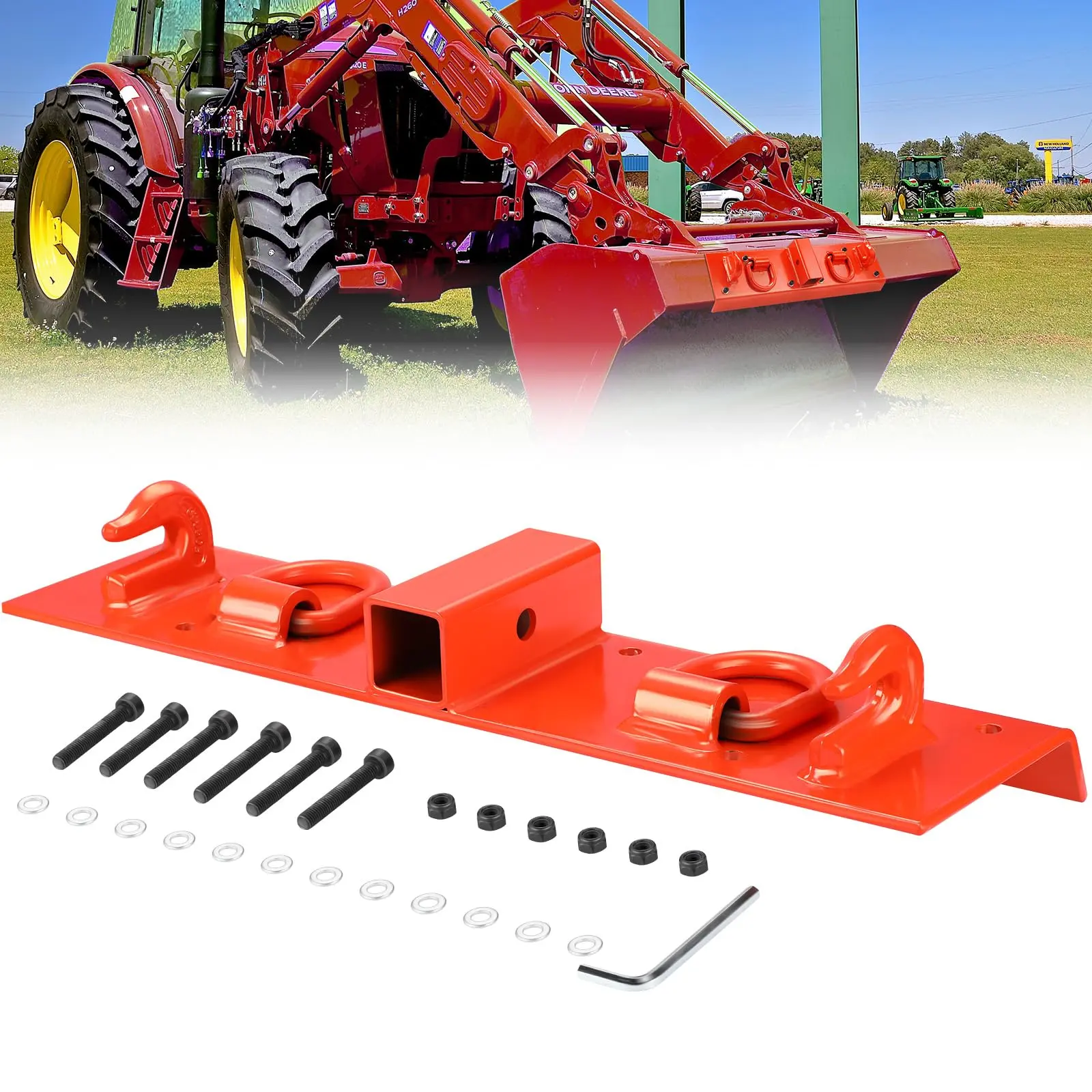 【GARVEE】Tractor Grab Hooks Heavy Duty Bolt On Compact Tractor Bucket Hooks 2" Receiver Compatible with John Deere 1025R 2320 2520 2720 2025R 2032R 2038R 3032E 4010 4100 4110 4115 (4100Z)