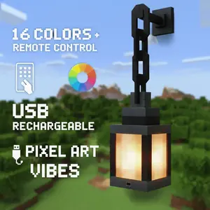 RGB Pixel Soul Lantern Night Lamp  | 4 Lighting Modes, 16 Colors, Remote Control & Rechargeable | Handmade 3D Printed Wall Light for Gaming Room & Gifting#Mother's Day