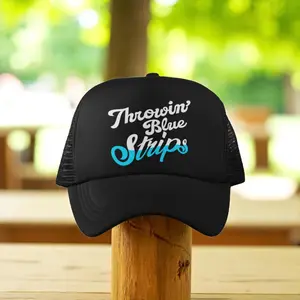 Throwin' Blue Strips Foam Front/Mesh Back Trucker Hat, Adjustable Snapback Hat, Snapback Trucker Hats