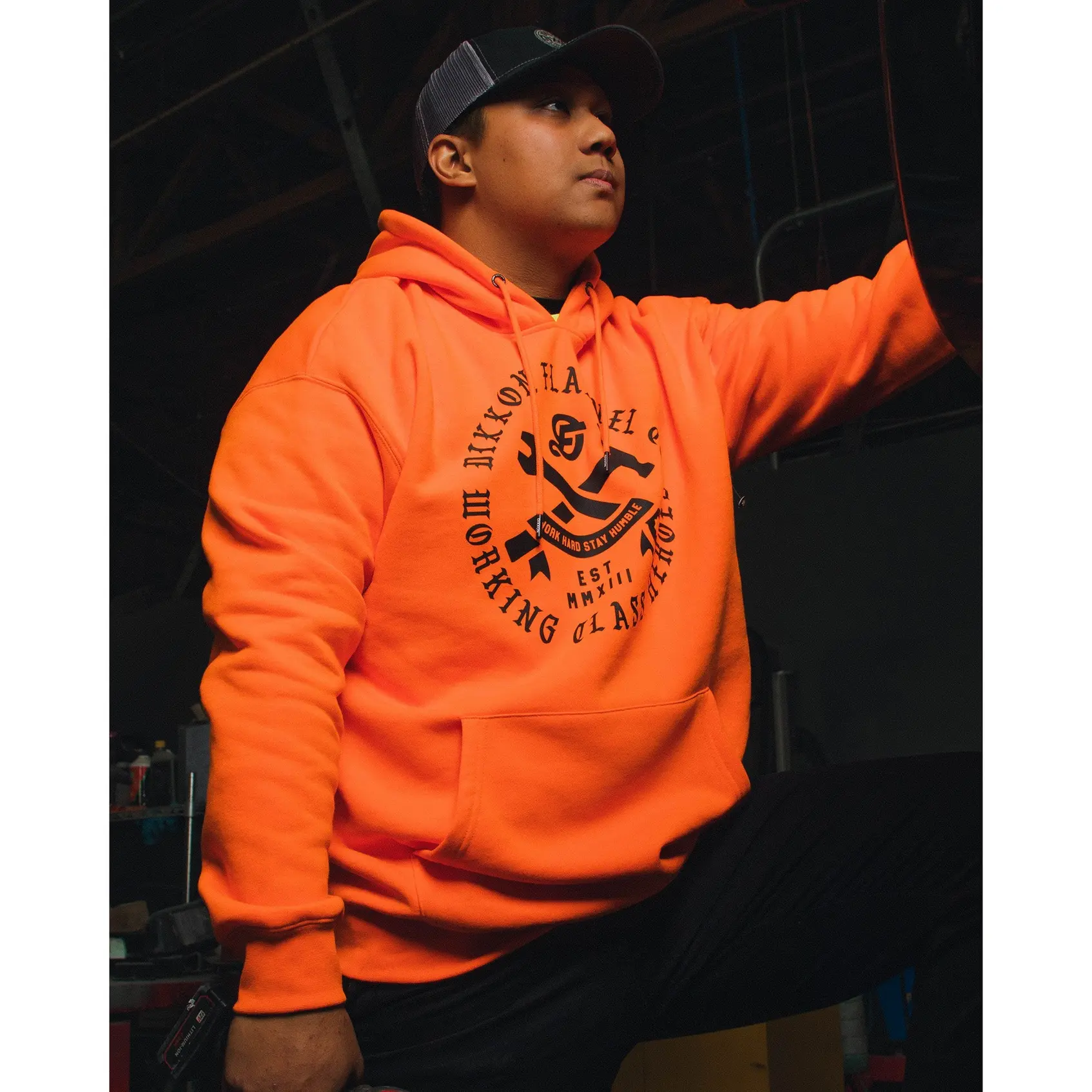 Working Class Heroes Hi-Vis Pullover Hoodie - Orange Working Class Heroes Hi-Vis Pullover Hoodie - Orange