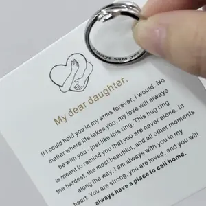 Stainless Steel Hug Ring for Women Teen Girls, Adjustable ring Jewelry Mothers Day Birthday Gifts for Daughters Mom Sister Wife Friends Grandma with gift card