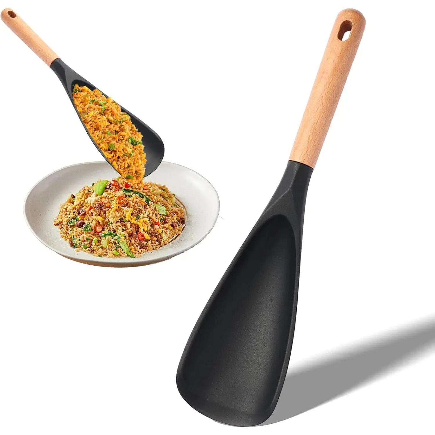 Cooking Spoon for Nonstick Cookwares, Multifunction  Spatula Spoon,  for Both Cooking and Serving,  Handle Spoon for Mixing, Scoop, and Scrape