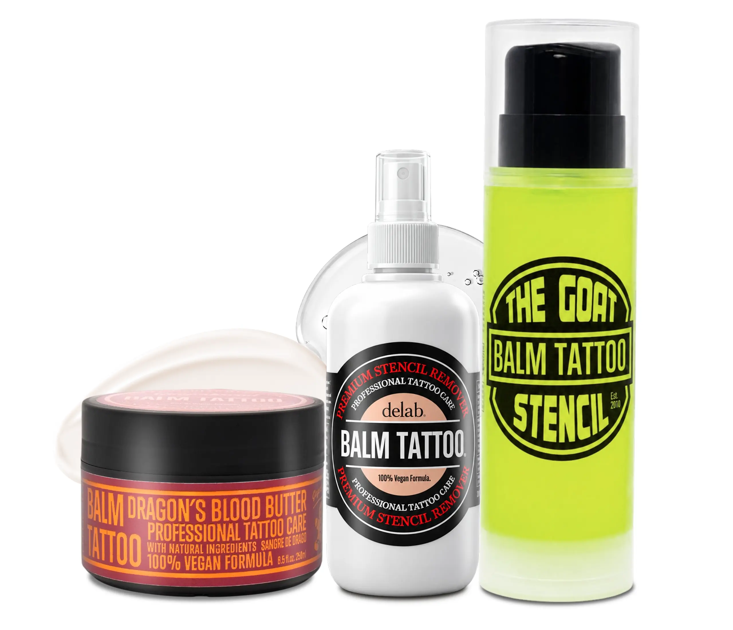 Balm Tattoo Professional Stencil Kit – The GOAT Stencil Gel 8.5 fl oz , Premium Stencil Remover 8.5 fl oz + Dragon’s Blood Balm 8.5 oz