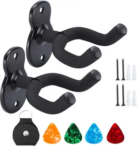 Guitar Wall Mount,Ukulele Hanger Hook Holder Stand Guitar Hangers Hooks for Acoustic Electric Bass Guitars and Ukulele (2 Set)