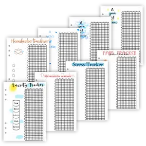 Mindfulness Bullet Journal Spread Page Bundle - 8 Versatile Pages for Self-Care Journal Tracking Anxiety Stress & More