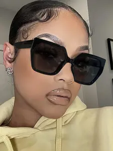 Unisex Simple Style Plain Color Tinted Lens Sunglasses, Trendy Casual Geometric Frame Sunglasses for Everyday Use, Fashion Accessories for Outdoor Activities, Fashionable Frames Sunglasses