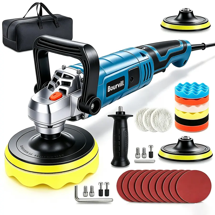 1600W 6/7-Inch Rotary Car Buffer Polisher ，7-Speed (1000-3500 RPM) with Detachable Handle for Car, Boat Sanding, Polishing & Waxing Power Tool