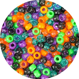 1000 count Halloween Pony Beads Bulk - 6x9mm Kandi Beads in Orange, Black, , Green for Bracelets, Hair Braids,  Making, DIY Crafts, Party Supplies