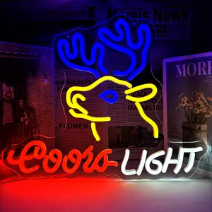Deer Head Crs Light Neon Sign Cool Beer Bar Wall Decor Man Cave Light USB Powered LED Neon Light summervibes-Father's Day