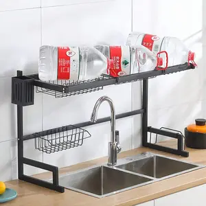SICANDAENHK Stable Metal 2-Tier Over-The-Sink Dish Drying Racks - Rectangular 2-Shelf Draining Boards, Rustproof All-In-1 Kitchen Storage Holder for Countertop Organization, Two-Shelf Draining Boards