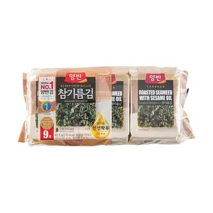 DONGWON Korean Roasted Seaweed Snacks with Sesame Oil Flavor - 4.5g x 9 Packs, Savory Gim for Sushi, Rice, and On-the-Go Snacking