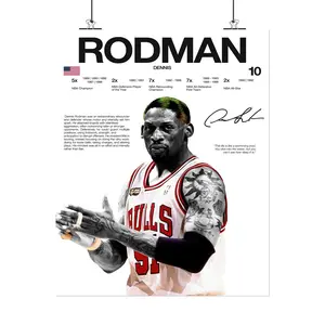 [New Sports Decor - Sale Up To 40%] [Unframe] Dennis Rodman Signed Poster, Hardline Series Basketball Wall Art, Rebound King Decor, Vintage Sports Room Art, Gift for Basketball Fans