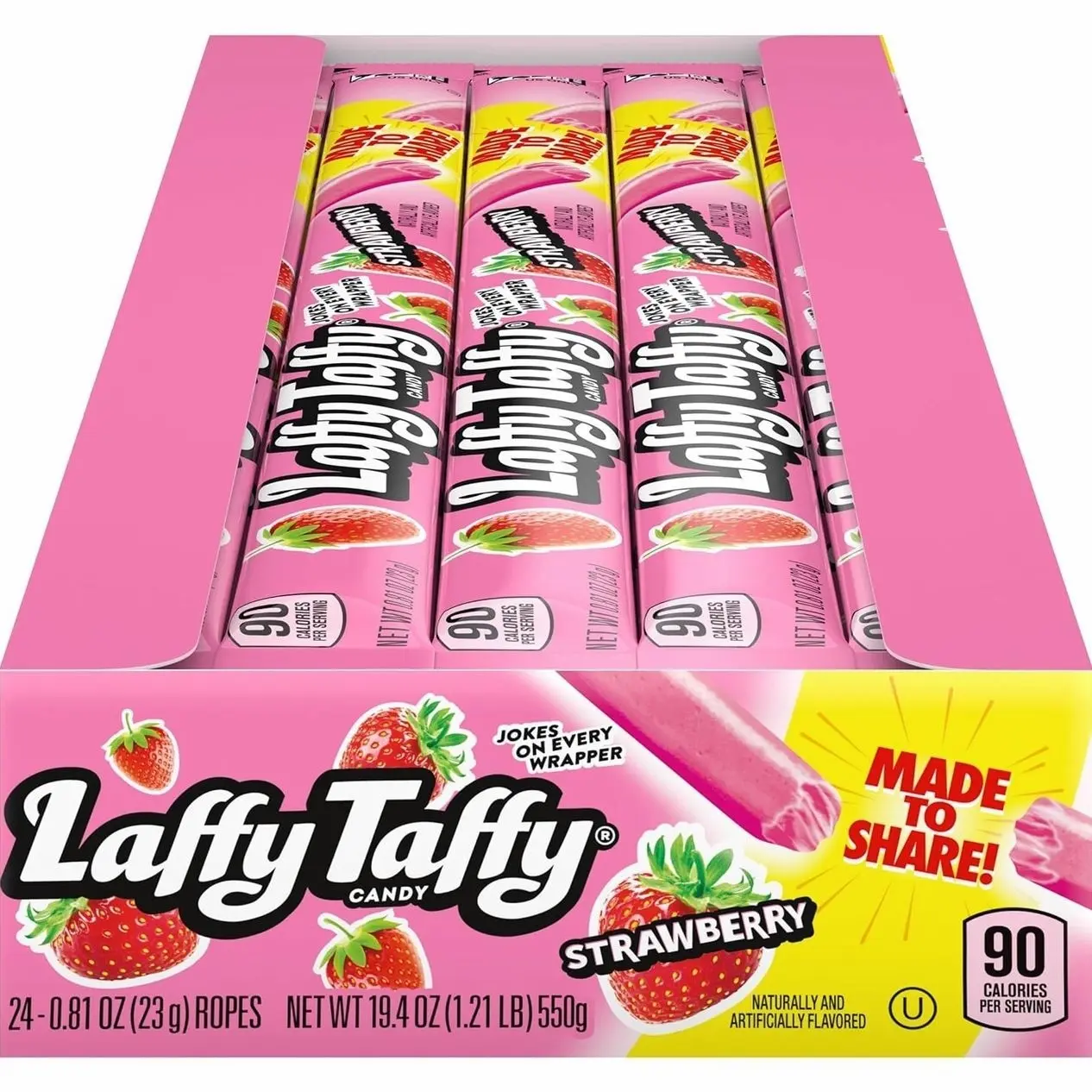 Laffy Taffy Rope Candy, Strawberry Flavor, 0.81 Ounce Ropes (Pack of 24)