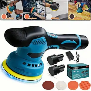 Cordless Car Buffer Polisher with 12V Lithium Rechargeable Battery*2, Cordless Polisher with 8 Variable Speeds, Cordless Buffer Polisher for Car Detailing, Polishing Tools, Polishing Accessories for Men