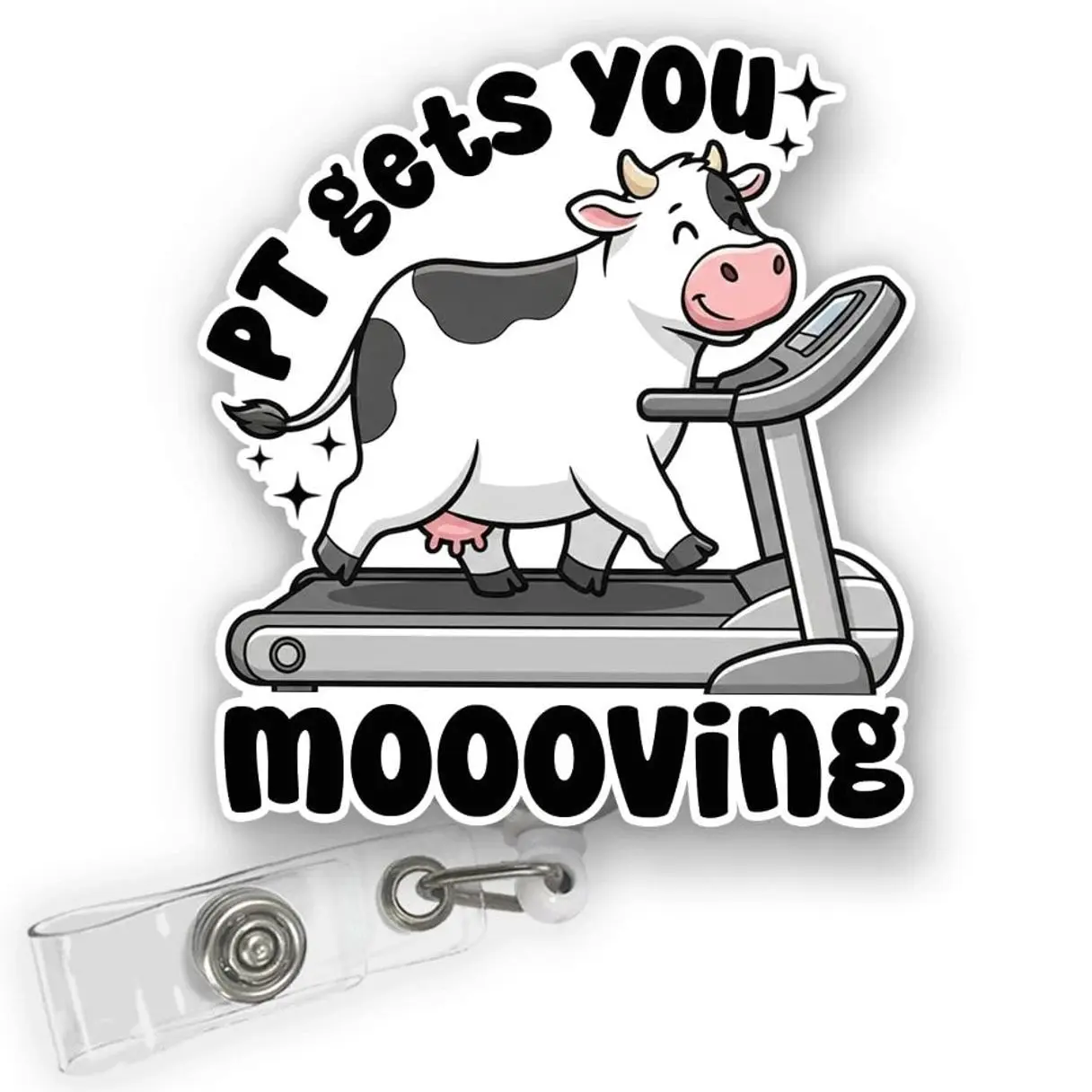 Physical Therapy Badge Reel PT Keep Moving" - Acrylic Retractable ID Holder Gift for PT Therapists" 8MW