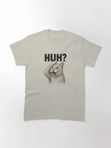 HUH? Cat Meme – Funny Confused Cat Reaction Design for Cat Lovers Classic T-Shirt, Meme T Shirt, Pet Lovers T- Shirt, Pet Photo Shirt, Gift for mother, Gift for girlfriend, Gift for pet lovers, Graphic T-Shirt, Gildan 5000 Tee