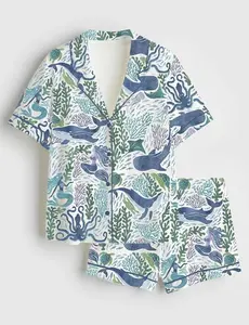 Ocean Animal Pajama Set – Women's Sea Life Print Sleepwear, Gift For Her #PersonalizedPjs #BambooPajamas #MatchingSets #VintageVibe #PajamaCore