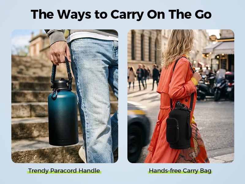 1 Gallon Vacuum Flask Water Metal Bottle Jug with Straw & Spout Lid - 32/40/64/128oz Stainless Steel Insulated Water Bottle,Cold-48h Hot-24