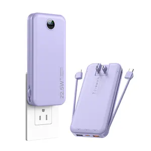 Power bank with built-in plugs - 12000mAh/20000mAh portable phone charger, featuring an LED digital display, built-in 2 cables, 5 output ports, QC3.0 PD20W fast charging battery pack, ideal for travel & outdoor activities