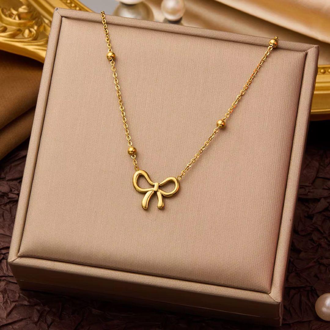Bow Ball Necklace for Women – 316L Stainless Steel Anti-Tarnish Waterproof | Aesthetic Bow Pendant | Minimal Cute Jewelry