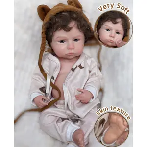 13 Inch Cameron Full Body Silicone Reborn Boy Doll With Hand Rooted Hair Lifelike Skin Adorable Outfits Washable Soft Touch Feelings Newborn Doll For Festival Gifts