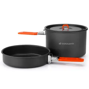 Odoland Camping Cookware Set, Non-Stick Lightweight Camping Pot and Pan Set with Mesh Bag for Camping, Backpacking, Outdoor Cooking and Picnic