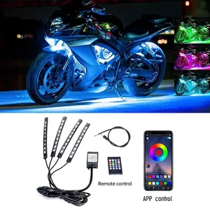 12V Motorcycle Led Light Multi-Color Atmosphere Light Sound Control Decorative Neon Lamp Multifunctional Ambient Lights For Harley Yamaha Honda Kawasaki Suzuki