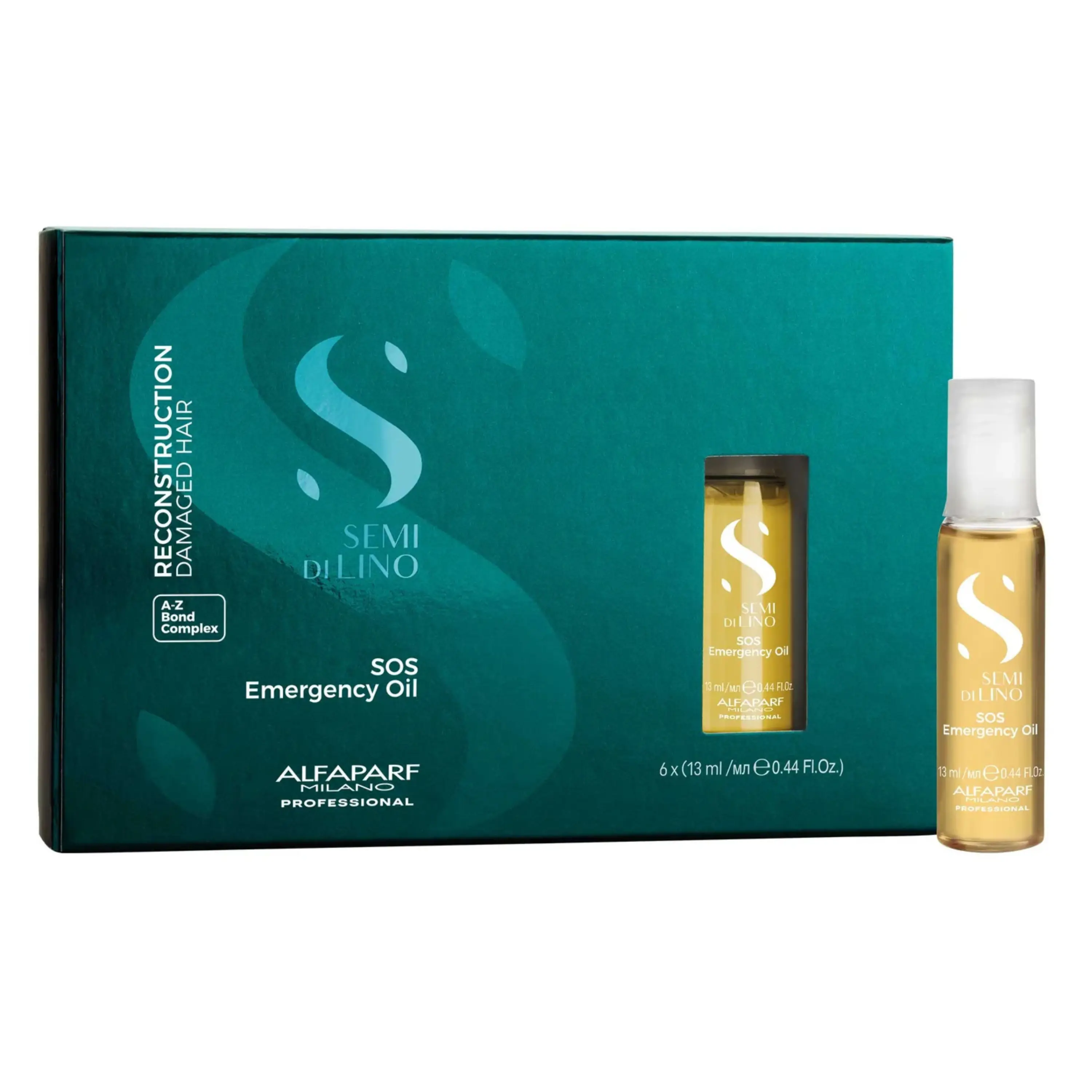 Alfaparf Milano Semi Di Lino Reconstruction Reparative SOS Emergency Oil PACK  6 pc x 13 ml / 0.44 fl.oz - Hair Breakage Treatment for Strengthening, Smoothing & Repairing Damaged Hair - Hydrating Hair -Hair care Salon Color Comfort Haircare
