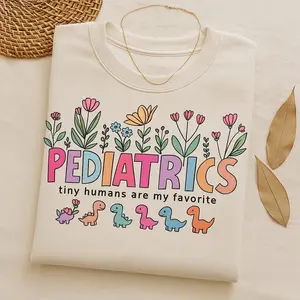 Cute Pediatrics Dinosaur Shirt, Pastel Tee for Nurses, Nurse Appreciation Gift Tee