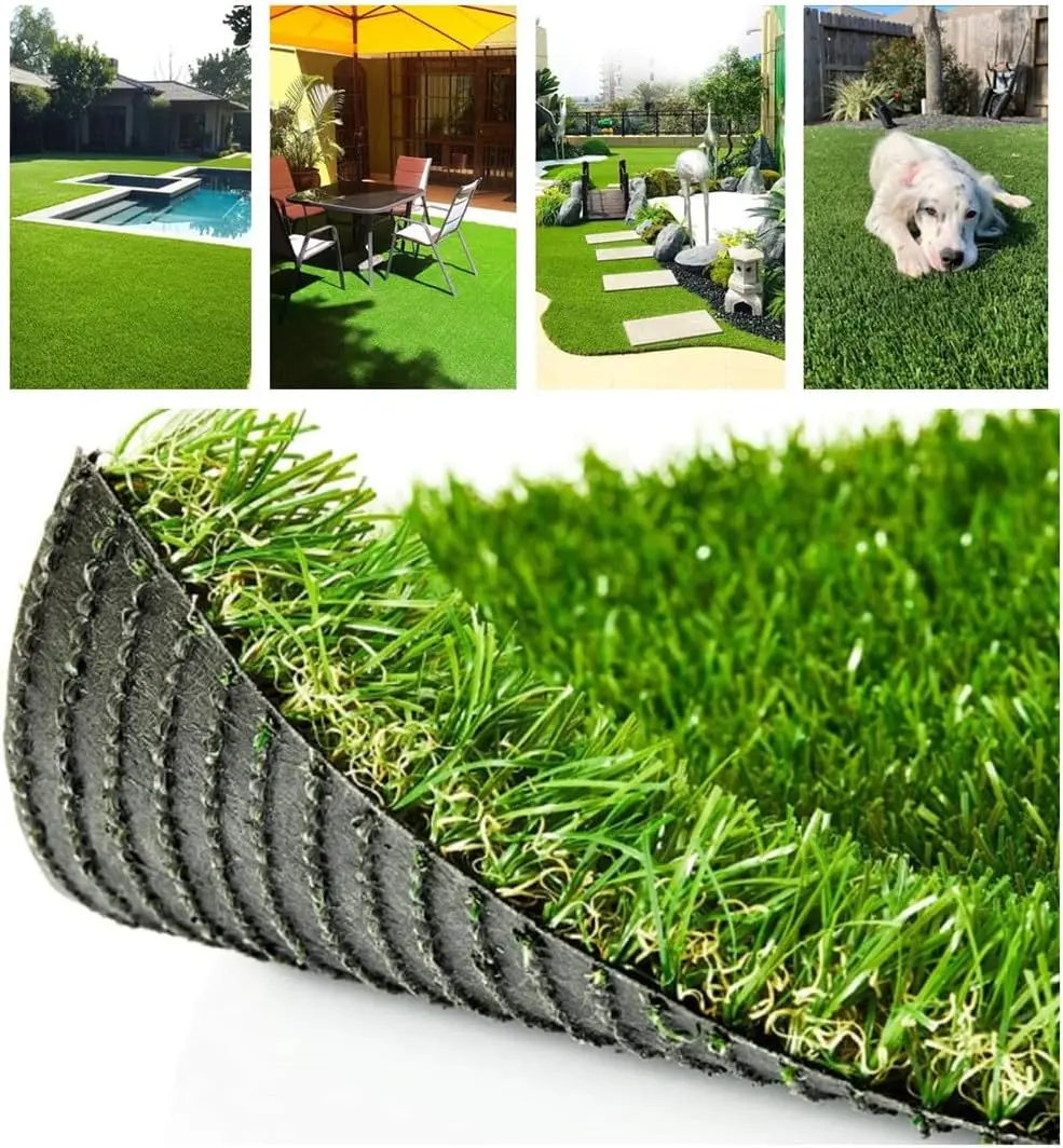 Petgrow Deluxe Realistic Fire-Resistant 4-Tone Grass Turf, 8FTx10FT Indoor-Outdoor Pet Faux Synthetic Carpet, All-Seasons Artificial Plants for Home Decor