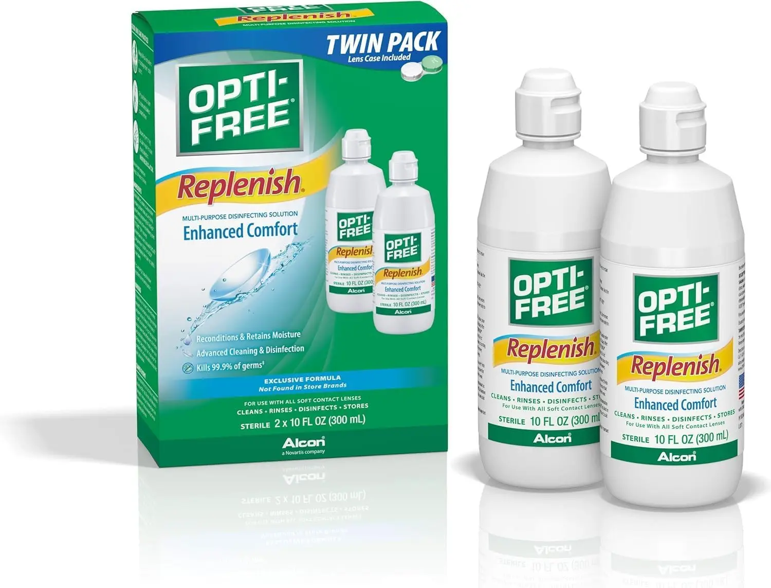 OPTI-FREE Replenish Multi-Purpose Contact Lens Solution, 10 Fl Oz, 2 Pack