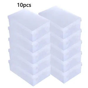 1pcs Foldable Stackable Shoe Storage Box with Flip Lid, Transparent Plastic Moisture-Proof Organizer, Thick Clear Storage Case for College Dorms, Home Storage