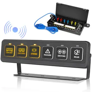6 Button ON OFF Switch Panel Wireless Remote Control 6 Light Modes Multifunction Control System Compact with Mini Relay Fuse Switch Box Off Road Driving Light Horn Backlit Switch Panel for Truck UTV ATV # tkswitchpanel # giftidea work light pod Lighting
