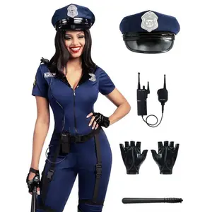 Joyfy Halloween Women Occupation Uniform Costume, Cop Halloween Jumpsuit For Adult, Halloween Role Play & Dress Up