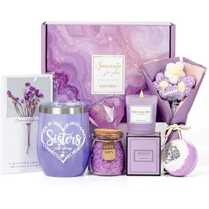 Best Friend Gift Basket 7PCS| BFF Birthday Gifts for Women, Friendship Self Care Set Boxes Flower