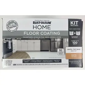 Rustoleum 100805 White Semi-Gloss Tile Wood Vinyl Floor Coating Kit, Flooring, Laminatefloor
