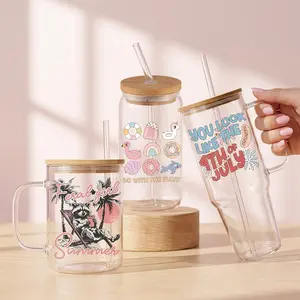 Summer Beachy Collection 16oz Hard Plastic Acrylic Cup with Lid and Straw