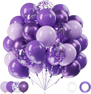Purple Balloons Set, 60 count 12 Inch Lavender Purple Lilac Confetti Metallic Balloon Kit for Birthday  Shower Bridal Shower Wedding Graduation Party Decorations