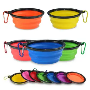 5 PACK collapsible dog bowls (12oz/350ml) travel dog food container portable dog bowl cat travel bowl pop up water bowls for dogs silicone pet bowl camping must haves for dogs with Carabiners