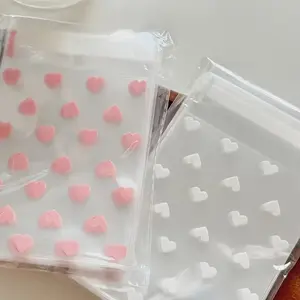 50 Pcs Heart-Shaped Transparent Gift Bags, Opp Material Self-Seal Bags, Perfect for Birthday Gifts, Small Souvenirs, Valentine's Day Supplies, Gift Wrapping Supplies