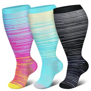 3 Packs Women & Men Plus Size Socks – Wide Calf Knee High Breathable Compression