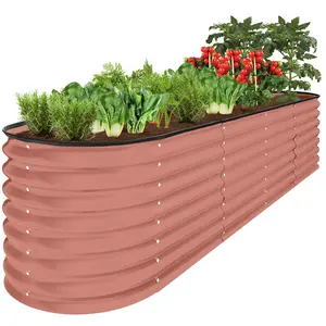 Best Choice Products 8x2x2ft Metal Raised Garden Bed, Oval Outdoor Planter Box w/ 4 Support Bars