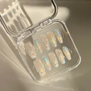 Mermaid Sunset Press On Nail Set - Color Changing, Cat Eye Effect, Handmade