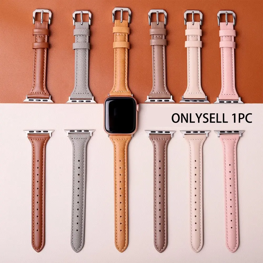 Ultra-thin leather strap for iWatch strap 46mm 42mm 40mm, 41mm, 44mm, 45mm, 49mm, superfiber PU synthetic leather, Smart Watch Accessories, iWatch series 10/9/8/7/6/5/4/3/2/1 SE Ultra