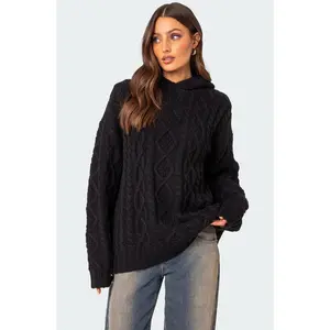 Oversized Cable Knit Hoodie