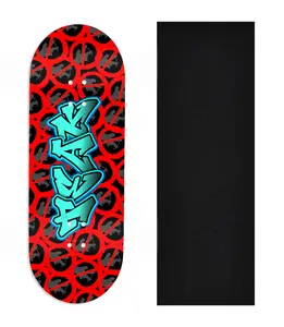 Heat Transfer Graphic Wooden Fingerboard Deck, Design Contest 2024 Winner, @aidansclimbingbeta - "No Rules"