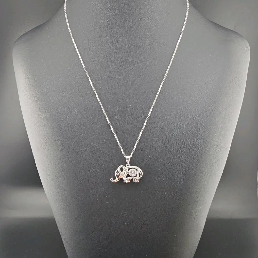 Silver Elephant Pendant Necklace, 18-in, for Everyday Wear